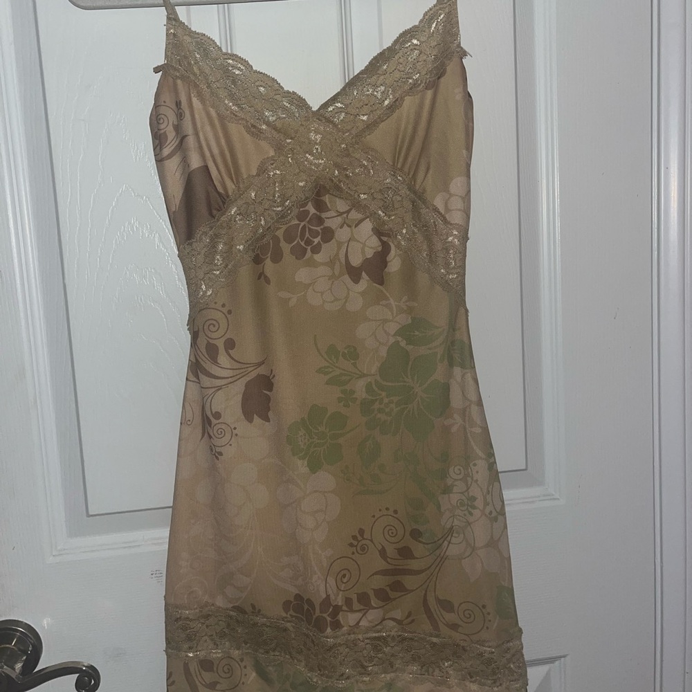 Princess Polly Floral Lace Chemise in Green and Brown